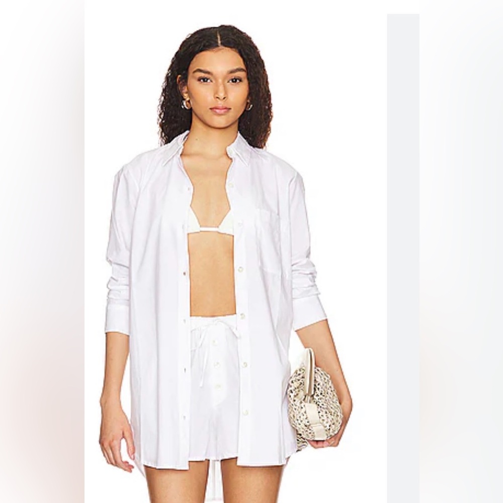 L*Space White Skipper Swim Cover-Up Shirt